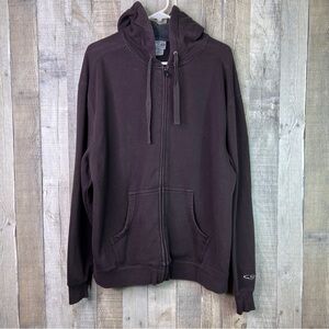 Champion Size Large Brown Long Sleeve Zipper Front Hooded Jacket With Po…